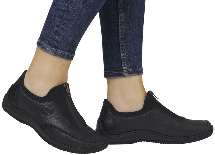 Rieker, klassische Damen-Slipper, mit Reißverschluss SCHWARZ