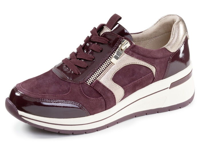 ELENA EDEN, sytlische Damen-Sneaker, Weite H, mit herausnehmbarem Fußbett BORDEAUX-BRONZE
