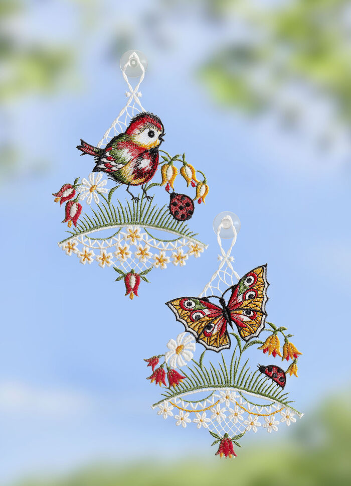 Fensterbilder mit fr&uuml;hlingshaften Motiv, 2er-Set 