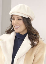 Seeberger, Damen-Ballonmütze mit schmalem Schirm WOLLWEISS