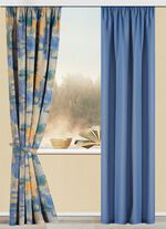 &Uuml;bergardine mit Universalschienenband BLAU GEMUSTERT