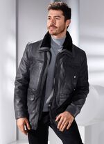 Lederjacke mit abtrennbarem Webpelzkragen 