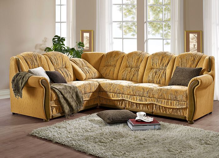 Polsterecke mit Bettfunktion und Bettkasten GOLD