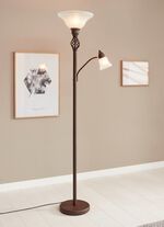 Stehleuchte aus Metall mit Glasschirmen 