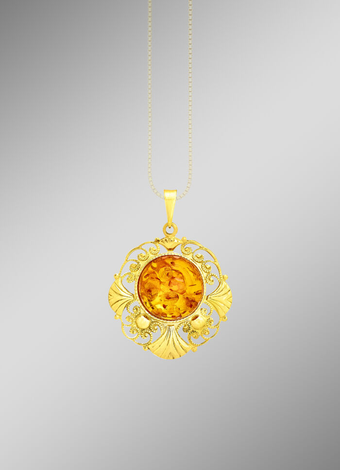 Filigraner Anh&auml;nger mit echt Bernstein 