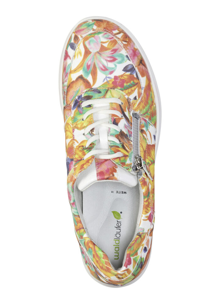 Waldläufer Sneaker aus beschichtetem, floral bedrucktem Textilmaterial WEISS-BUNT