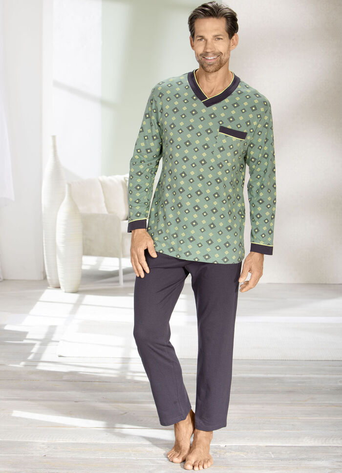 Schlafanzug mit V-Ausschnitt und offenen Abschlüssen 