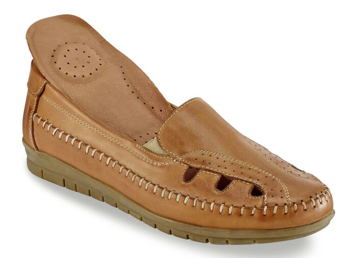 Gemini Slipper mit seitlichen Gummizügen COGNAC