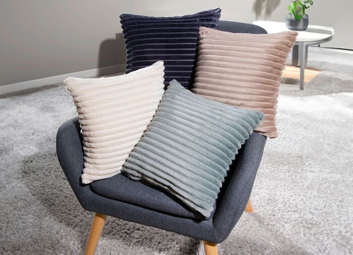 Weicher Cord-Kissenbezug DUNKELBLAU