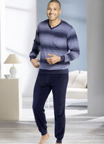 Frottier-Schlafanzug mit V-Ausschnitt und Bündchenabschlüssen 