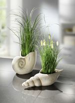 Grasbusch aus Kunstmaterial in Muschel GR&Uuml;N-CREME