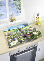 Herdabdeckplatten mit Sommerwiesen-Motiv 