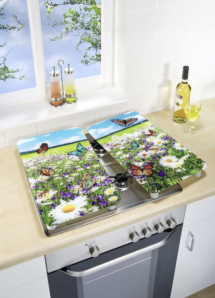 Herdabdeckplatten mit Sommerwiesen-Motiv 