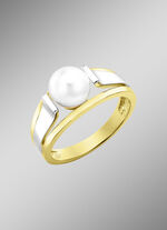 Moderner Damenring mit Süßwasser-Zuchtperle 