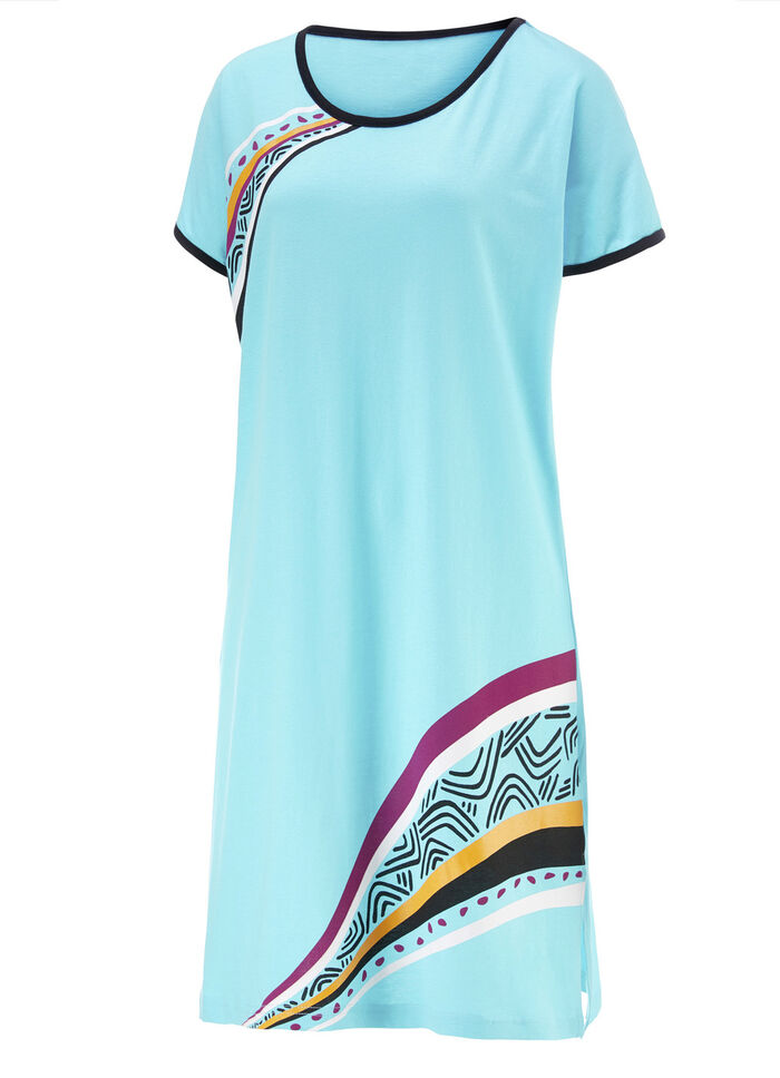 Zweierpack Nachthemden, kürzer geschnitten aus Baumwolle 1X TÜRKIS, 1X KORALLE