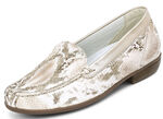 Waldläufer Mokassin-Slipper mit Reptilprägung ECRU-GOLD
