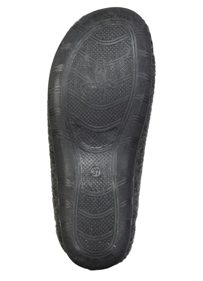 Laurina, trendige Damen-Hausschuhe, Weite H, mit Leo-Druck ANTHRAZIT-GRAU