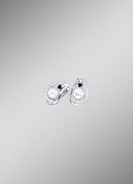 Klappcreolen mit synth Zirkonia und Süßwasser-Zuchtperle 