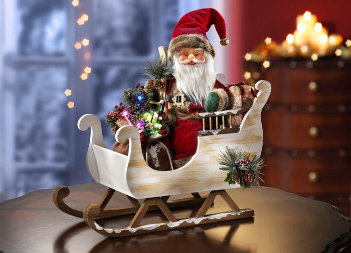 Beleuchteter Weihnachtsmann mit Schlitten 