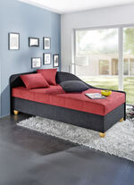 Komfort-Studioliege auf massiven Holzf&uuml;&szlig;en SCHWARZ-ROT