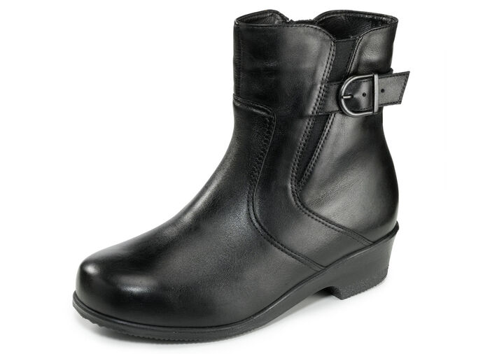 Stiefelette mit verstellbarer Zierspange SCHWARZ