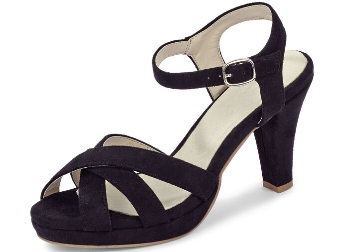 Andrea Conti Riemchen-Sandalette mit verdecktem Gummizug SCHWARZ