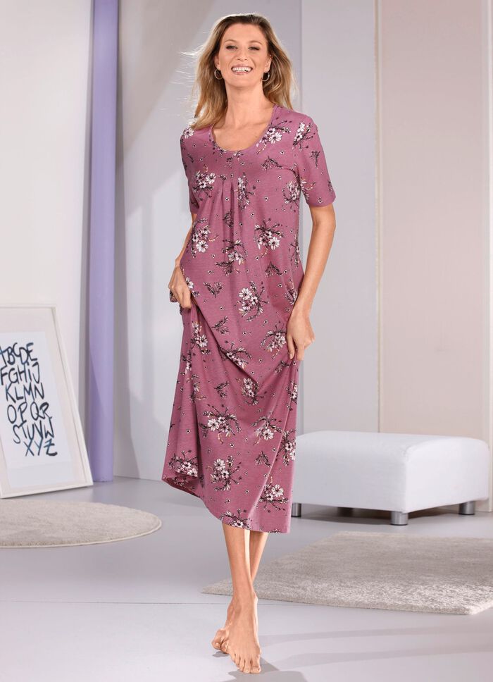 Nachthemd, kn&ouml;chellang mit kurzen &Auml;rmeln 