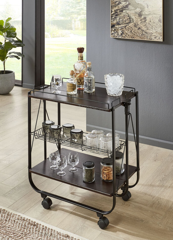 Klapp-Servierwagen mit Metallumrandung 