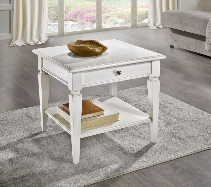 Couchtisch, teilmassiv ANTIKWEISS