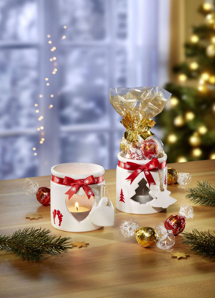 2er-Set Windlichter, Inklusive Lindor-Kugeln & Teelichter 