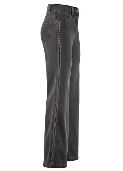 Jeans mit Ziersteppungen im Ethno-Stil 
