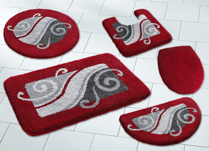 Badgarnitur mit 20 mm Florhöhe von Grund ROT-GRAU