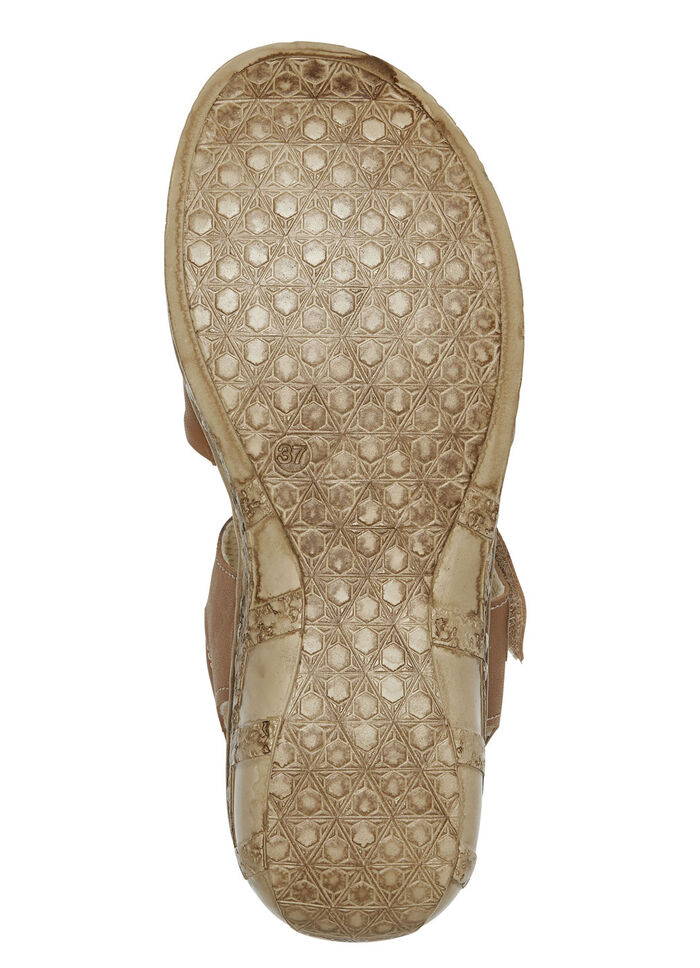 ELENA EDEN, modische Damen-Sandalen, Weite G, mit Klettverschluss COGNAC