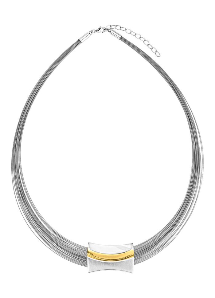 Moderne Garnitur in Bicolor aus Silber 925/- fein und Stahl 