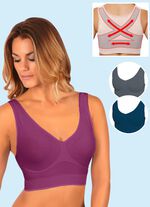 Nahtloser Komfort-BH 3er-Set BEERE-GRAU-MARINE