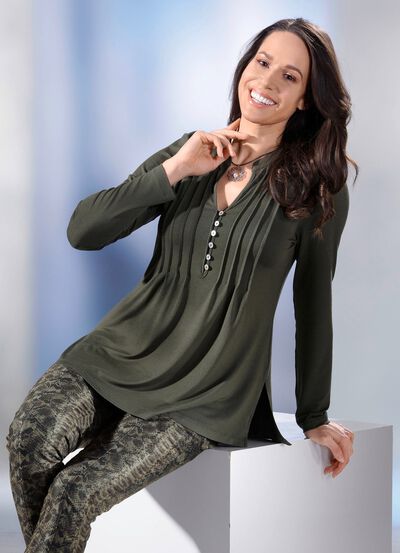 Shirt-Tunika mit Schmuckknopfleiste 