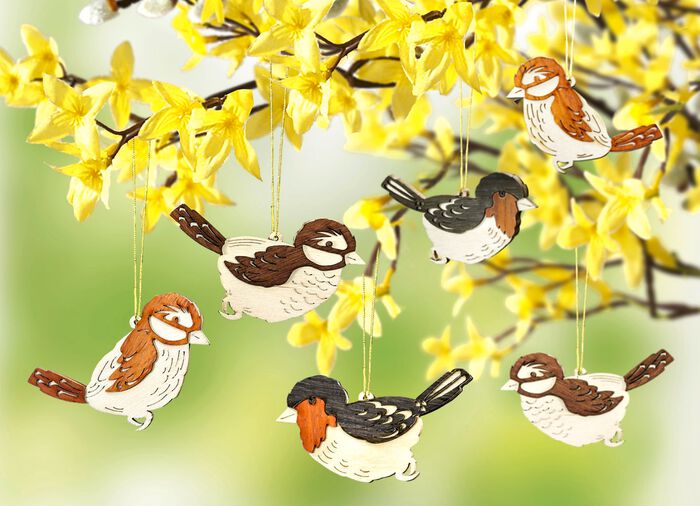 "ECHT ERZGEBIRGE" Vogelh&auml;nger, 6er-Set 