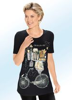 Shirt mit ausgefallenem Kontrast-Druck in 3 Farben SCHWARZ