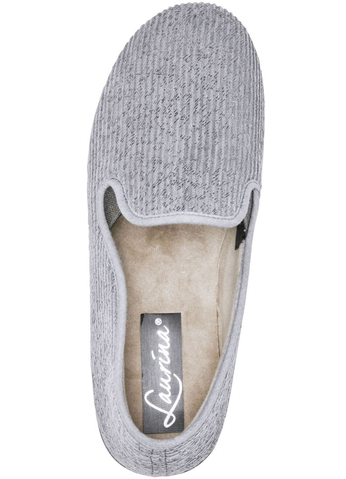 Laurina Textil-Hausschuh in Cord-Optik GRAU