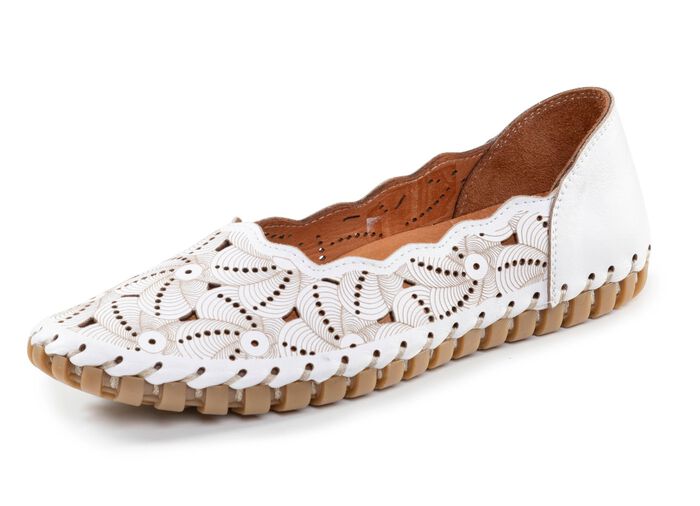 ELENA EDEN Ballerina mit interessanter Pr&auml;gung WEISS