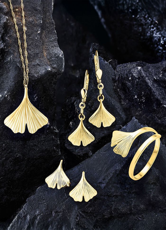 Damenring mit Ginkgo-Blatt-Motiv 