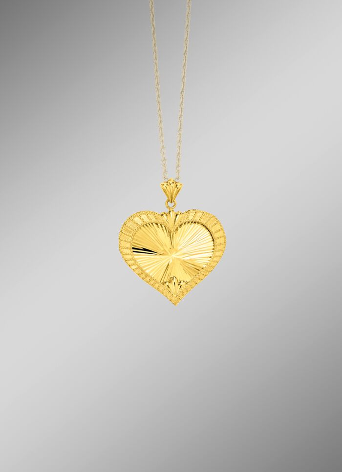 Diamantierter und satinierter Herz-Anh&auml;nger mit Struktur 