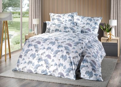 Bettw&auml;sche-Garnitur mit Ginkgo-Bl&auml;tter-Motiv 