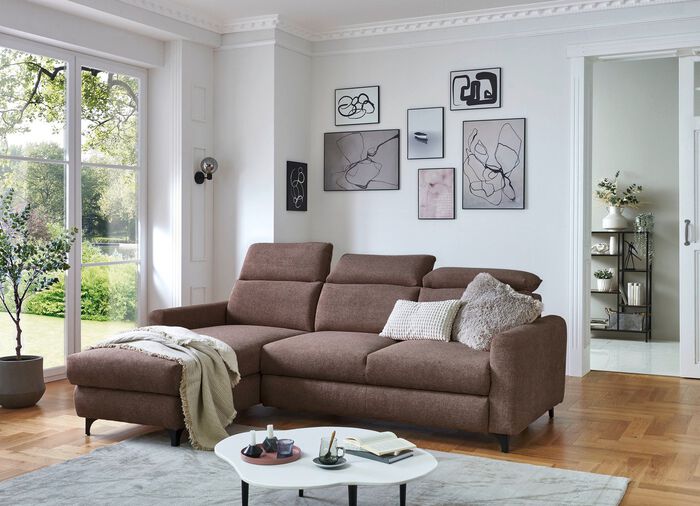 Bequeme Polsterecke mit Bettfunktion BRAUN