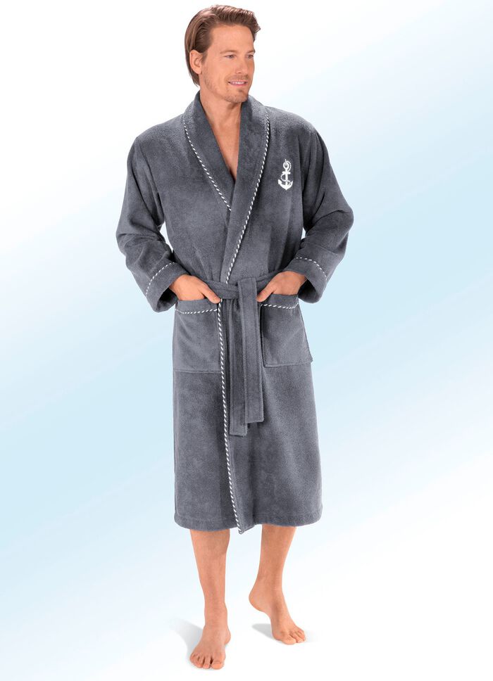Bademantel mit Anker-Stickerei 