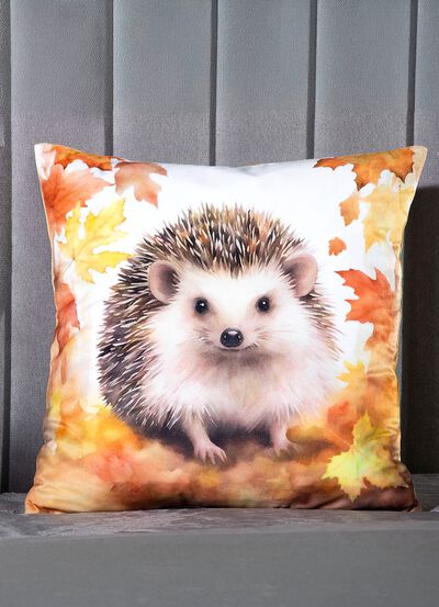 Kissenbezug mit herbstlichem Igelmotiv 