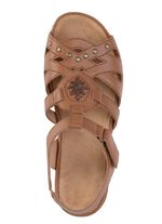 ELENA EDEN Sandale mit Ziernieten und Lederdurchz&uuml;gen COGNAC