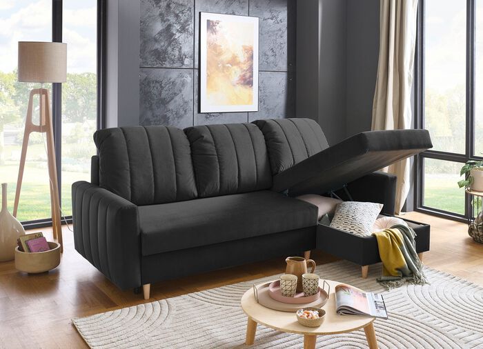 Polsterecke mit Bettfunktion und Bettkastenn 