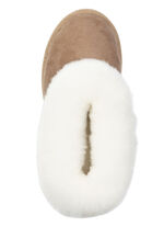 ELENA EDEN, warme Damen-Hausschuhe, Weite G, mit Lammfell TABAKBRAUN