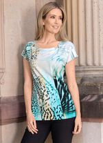 Shirt mit interessantem Halsausschnitt  MINT-SCHWARZ